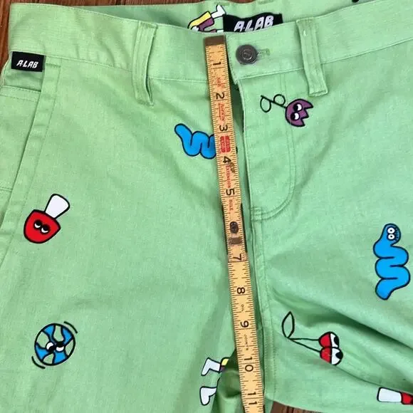 Women’s A.Lab trousers pants chino from Zumiez Colorful bugs Green size 28 - Picture 5 of 8